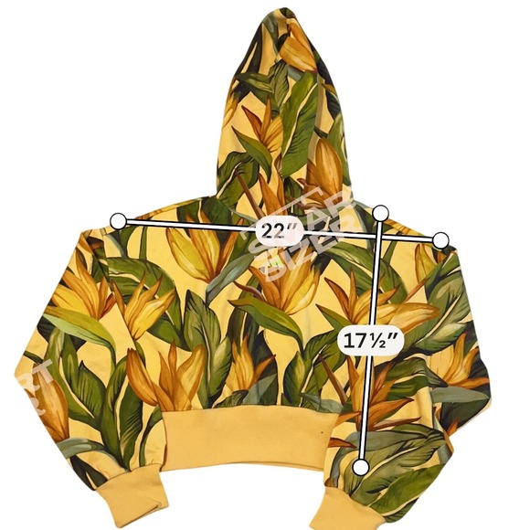 Adidas Farm Hoodie Women M Yellow New Bird of Paradise Crop JD6282 - Picture 6 of 7